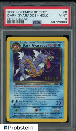 2000 POKEMON ROCKET #8 DARK GYARADOS-HOLO PRERELEASE PSA 9 MINT - Image 1