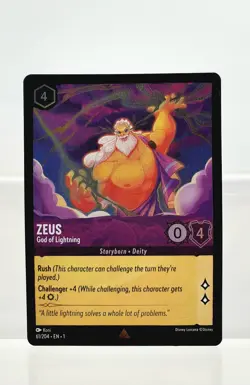 Disney Lorcana Zeus - God of Lightning 61/204 Cold Foil The First Chapter Rare - Image 1