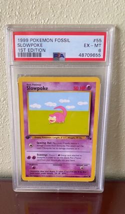 1999 POKEMON FOSSIL SLOWPOKE PSA 6 EX-MINT 1ST EDITION 55/62 - Image 1