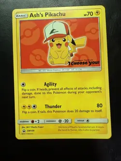 Ash's Pikachu SM109 [NM] - Sun & Moon Black Star Promo 2017 - Pokemon TCG Card - Image 1