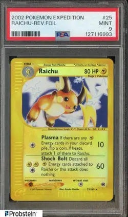 2002 Pokemon Expedition #25 Raichu Reverse Foil #25 PSA 9 MINT - Image 1