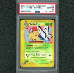 PSA 10 BUTTERFREE Reverse Foil Holo Gem Mint Rare 2002 Pokemon Expedition 38/165 - Image 1