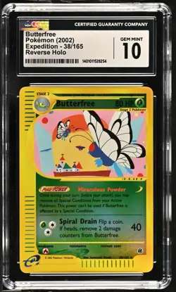 CGC 10 GEM MINT Butterfree 38/165 Pokemon Expedition 2002 Reverse Holo (PSA/BGS) - Image 1