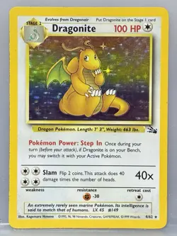 Dragonite 4/62 Fossil Holo Pokemon TCG - MP - Image 1