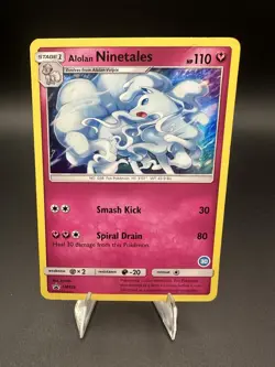 Pokemon Alolan Ninetales Holo Rare TCG Card SM128 - Image 1