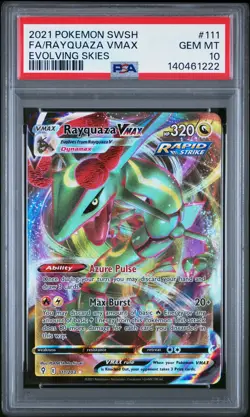 2021 POKEMON SWORD & SHIELD EVOLVING SKIES #111 FULL ART/RAYQUAZA VMAX PSA 10 - Image 1