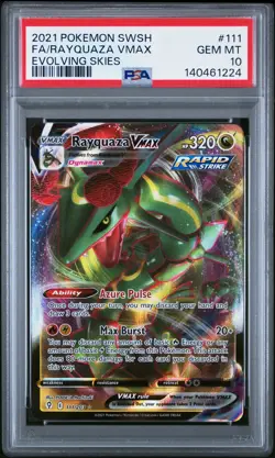 2021 POKEMON SWORD & SHIELD EVOLVING SKIES #111 FULL ART/RAYQUAZA VMAX PSA 10 - Image 1