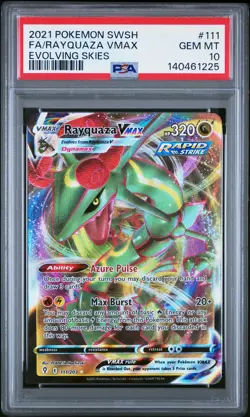 2021 POKEMON SWORD & SHIELD EVOLVING SKIES #111 FULL ART/RAYQUAZA VMAX PSA 10 - Image 1