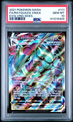 2021 POKEMON SWORD & SHIELD EVOLVING SKIES #111 FULL ART/RAYQUAZA VMAX PSA 10 - Image 1