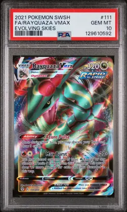 2021 POKEMON SWORD & SHIELD EVOLVING SKIES #111 FULL ART/RAYQUAZA VMAX PSA 10 - Image 1