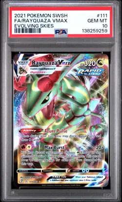 2021 POKEMON SWORD & SHIELD EVOLVING SKIES #111 FULL ART/RAYQUAZA VMAX PSA 10 - Image 1