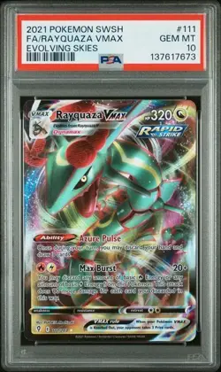2021 POKEMON SWORD & SHIELD EVOLVING SKIES #111 FULL ART/RAYQUAZA VMAX PSA 10 - Image 1