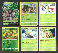 Grookey Thwackey Rillaboom Pokemon Card Collection Set of 6 Holo Ultra Rare V - Image 1