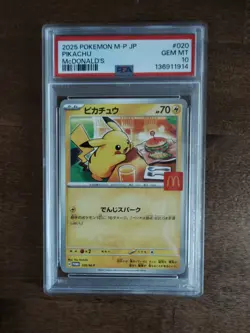 2025 Pokemon Japanese McDonald's Promo #020 Pikachu PSA 10 Gem Mint BURGERCHU - Image 1