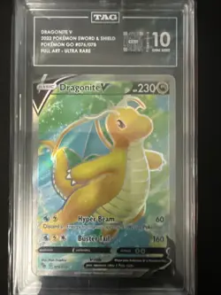 Dragonite V (Full Art) 076/078 Pokemon GO Holo TAG 10 - Image 1