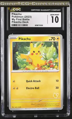 CGC 10 ⭐ Pokemon Pikachu My First Battle Pikachu Symbol Deck 2023 - Image 1