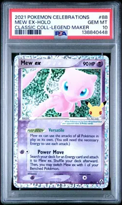 2021 Pokemon Celebrations Mew Ex Holo Classic Collection 88/92 PSA 10 Gem Mint - Image 1