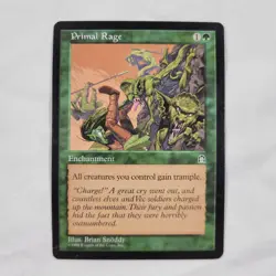 MTG Primal Rage Enchantment Card 1998 Magic The Gathering Deckmaster USED - Image 1