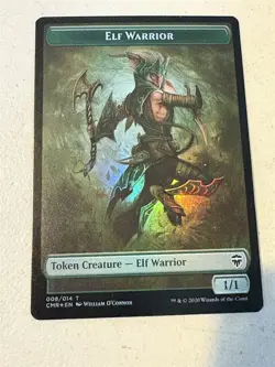 mtg foil token Elf Warrior // The Monarch, 008/014, Commander Legends, unplayed - Image 1