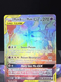 Pokemon Card Muk & Alolan Muk GX 220/214 Tag Team Unbroken Bonds Near Mint - Image 2