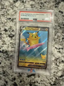 2021 Pokemon Celebrations Surfing Pikachu V PSA 9 2477 - Image 1