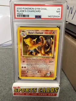 2000 POKEMON GYM CHALLENGE HOLO #2 BLAINE'S CHARIZARD PSA 7 - Image 1