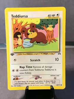 Pokemon TCG 1st Edition Teddiursa 65/75 Neo Discovery 2000 VTG WOTC NM/LP - Image 1