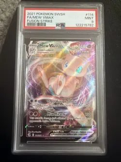 Mew VMAX 114/264 Swsh08: Fusion Strike Holo PSA 9 Pokemon Mint Full Art - Image 1