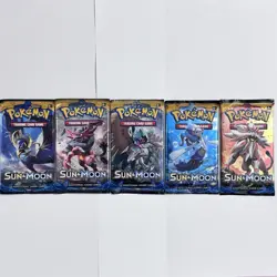 Pokemon Eng Booster Packs 5x Sun & Moon Base Set + 4x Crimson Invasion, Art Sets - Image 1