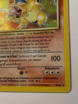 Glurak Charizard German Vintage Pokemon Card Original Rare Holo Base Set - Image 5