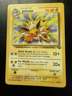 Pokemon TCG Jolteon Jungle Card 20/64 Regular Rare Non-Holo Unlimited NM - Image 1