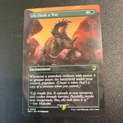 1x BORDERLESS LIFE FINDS A WAY - Jurassic Park - MTG Magic the Gathering NM - Image 1