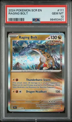 2024 POKEMON STELLAR CROWN SCR EN #111 RAGING BOLT PSA 10 POP 2! - Image 1