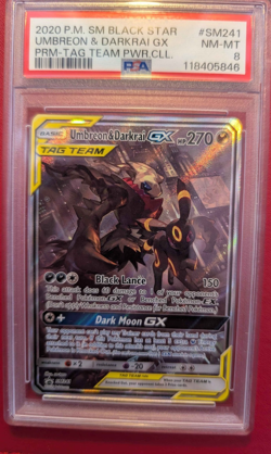 Pokemon TCG - Umbreon & Darkrai GX Black Star Promo #SM241 Sun and Moon PSA 8 - Image 1