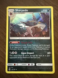 Pokemon Sharpedo 82/149 Sun And Moon Base Set Holo - Image 1