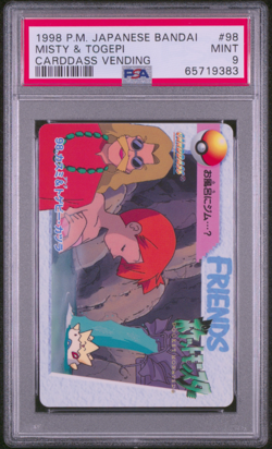 1998 Pokemon Japanese Bandai Carddass Vending 98 Misty & Togepi PSA 9 Mint - Image 1