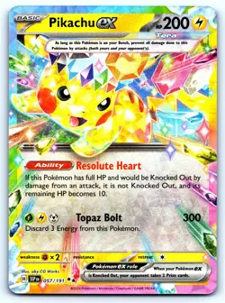 Pikachu ex Double Rare Holo #057/191 Surging Sparks Pokemon TCG - Image 1