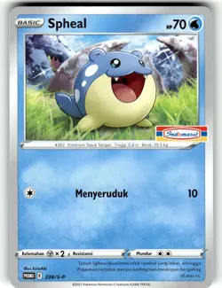 Pokemon 2021 Indonesia Spheal Promo Card 239/SM-P Stamped Indomaret - Image 1