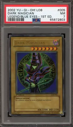 Yu-Gi-Oh! Dark Magician Legend of Blue Eyes 1st Edition Ultra Rare LOB-005 PSA 7 - Image 1
