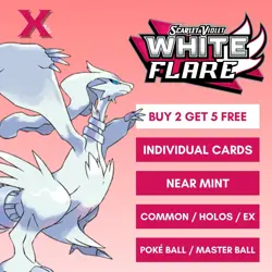 Pokemon TCG White Flare Singles Common, Uncommon, Rare, Reverse Cards, Pokeball - Image 1