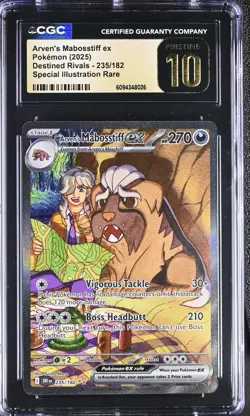 Pokemon Destined Rivals Arven's Mabosstiff ex SIR 235/182 Graded CGC PRISTINE 10 - Image 1