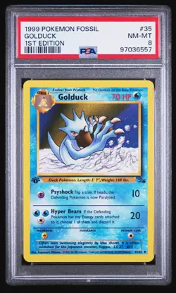 1999 Golduck 1st Edition Pokemon Fossil PSA 8 #35 - Image 1
