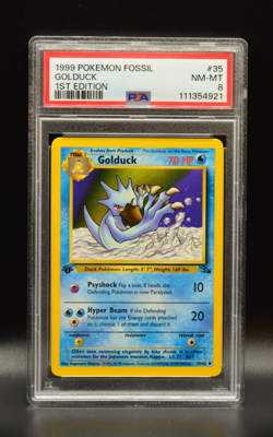Golduck 1st Edition 1999 Pokemon Fossil #35 WOTC PSA 8 Newly Graded - Image 1