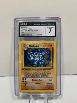 CGC 7 Machamp 1999 Base Set 1st Edition 8/102 Holo Pokemon Card - Image 1