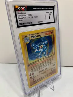 CGC 7 Machamp 1999 Base Set 1st Edition 8/102 Holo Pokemon Card - Image 2