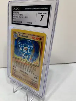CGC 7 Machamp 1999 Base Set 1st Edition 8/102 Holo Pokemon Card - Image 3
