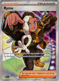 Ryme 221/197 - Pokemon Obsidian Flames Full Art Ultra Rare Card NM🔥 - Image 1