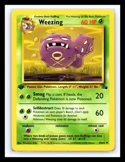 💥 Weezing 45/62 1st Edition Fossil 1999 Rare Non Holo Foil Pokemon Card - Image 1