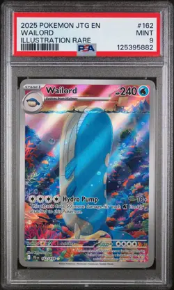 2025 POKEMON JTG EN-JOURNEY TOGETHER ILLUSTRATION RARE #162 WAILORD PSA 9 - Image 1