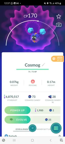 Pokemon Go Legendary Cosmog ( Normal ) - Image 1